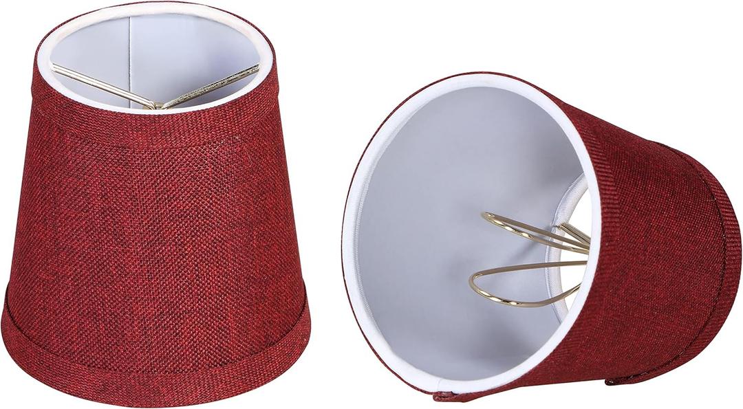 Aspen Creative 51012-2, Empire Clip-On Chandelier Lamp Shade, Burgundy, 3" Top x 4" Bottom x 4" Slant Height, Set of 2