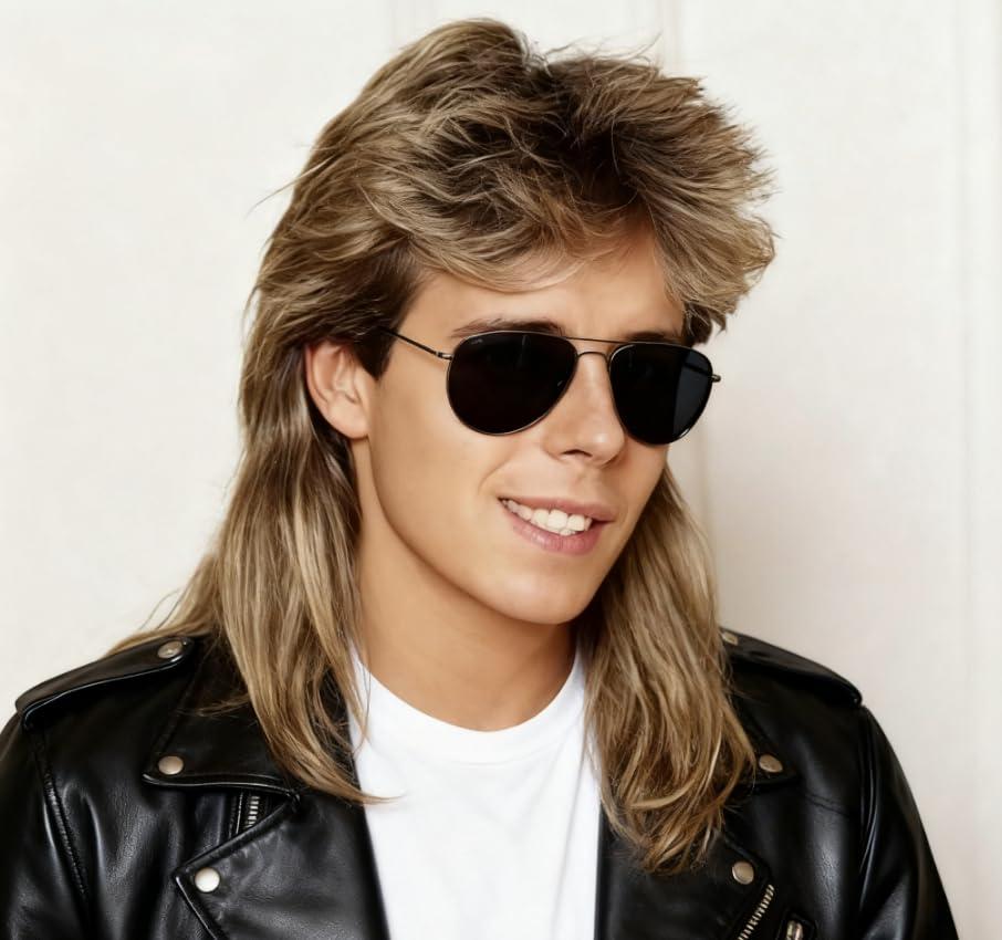 Mullet Wigs Light Brown Wigs for Men 80s Men Men's Wig Cosplay Wigs Costumes Fancy Party Accessory Cosplay Halloween