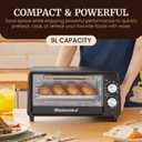 Elite Gourmet ETO449X Countertop Toaster Oven, 9.5Qt / 4-Slice Capacity, Fits 8'' Pizza, 800W Quartz Heating, 200–450°F Adjustable Temperature, 30-Min Timer, Compact Mini Oven, Black, 9L / 4-Slice