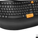 Ergonomic Wireless Keyboard with Wrist Rest, Wave Keys for Comfortable Natural Typing, 2.4GHz Ergo Wireless Computer Keyboard for Windows, Mac OS Laptop/PC/Notebook (Black&Orange)