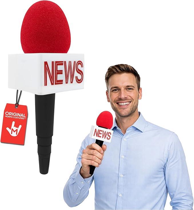 Nicky Bigs Novelties Fake Microphone Prop, Fake News Mic, Foam Microphone, News Microphones, Funny Movie Props
