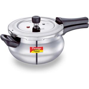 Prestige Deluxe Alpha Svachh Stainless Steel Pressure Cooker with Alpha Base and Deep Lid for Spillage Control, (4.0 L Junior Handi)