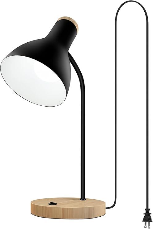Metal Desk Lamp Wireless Charging Table Lamp Touch Reading Lights Arc Desk Lamps for Bedroom, 3 Way Dimmable Bedside Lamp with USB Charging Ports Lamp for Study Room and Office