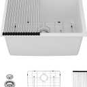 Kichae 24 Granite Composite Sink - 24"x18" Granite Laundry Utility Sink Undermount White Quartz 12" Deep Under Counter Single Bowl Sink Basin