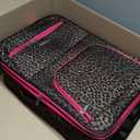 Rockland Fashion Softside Upright Luggage Set, Expandable,Lightweight,Telescopic Handle,Wheel, Pink Leopard, (14/19)(Tote bag not included)