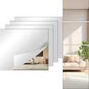 4 Pcs Small Acrylic Mirror for wall 12 x 14 Inch Full Body Acrylic sheets Shatterproof Unbreakable Mirror Tiles stickers, Self Adhesive Non-Glass for Bathroom Bedroom Home Gym Wall Decorations