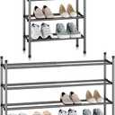 STORAGE MANIAC Expandable Shoe Rack, 16 Pairs Stackable Small Shoe Rack, Metal Adjustable Shoes Organizer for Closet, Entryway, Hallway, Garage, Front Door, Shoes Shelves, Black 4 Tier