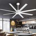 72 Inch Ceiling Fan No Light, Modern Ceiling Fan with Remote Control, Quite DC Motor 8 Reversible Blades Indoor Outdoor Industrial Ceiling Fan without Light For Living Room Bedroom Patio Garage-White