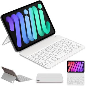 Case with Trackpad Keyboard for iPad mini 7th(A17 Pro, 2024)/6th Generation 8.3 inch,7-Color Backlit Wireless Keyboard Magnetic Detachable Multi-Angle Stand Cover for iPad mini 6 7 White