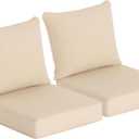 24x24 Inch Outdoor Deep Seat Cushions Set of 2,Thick High-Density Foam, Piped Edges & YKK Hidden Zipper,Water-Resistant UV-Resistant Polyester for Patio Furniture,Beige, 24"x24"x5.5"-2sets
