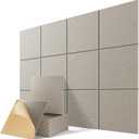 12 Pack Self-Adhesive Acoustic Panels, 12" X 12" X 0.4" High-Density Sound Proof Foam Panels for Walls, Soundproof Wall Panels for Home & Office (Camel)