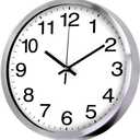 Wall Clock Metal Frame Glass Cover Non-Ticking Number Quartz Wall Clock 12inch Modern Quartz Design Decorative Indoor/Kitchen Silver