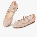 Trary Ballet Flats for Women Closed Round Toe Mary Jane Shoes Women Cute Bowknot Non-Slip Dressy Shoes Elastic Strap Comfortable Women's Flats for All-Year Daily Work Causal, Size 7