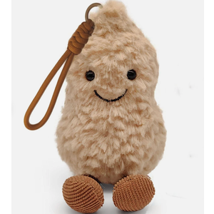 Maomoto Plush Peanut Soft Toy, 5.9‘’ Peanut Plush Doll for Children, Beige Fluffy Stuffed Doll with Feet, Cute Smiling Plush Doll Gift for Birthday and Valentine's Day