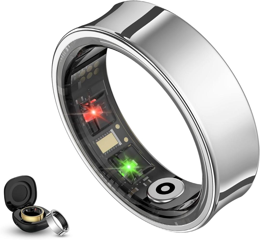 Smart Ring Health Tracker, Activity Tracker for Women & Men, No Subscription Required, Sleep & Heart Rate Monitor, Multi-Sport Modes, Compatible with iOS & Android (Silver, 10)