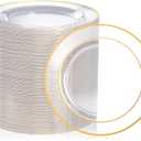 FOCUSLINE 7 Inch Small Clear Gold Plastic Plates 100 Count, Disposable Heavy Duty Clear Plates with Gold Rim, Premium Hard Plastic Plate Fancy Disposable Salad Plate for Wedding Parties