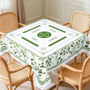 55 x 55 in Mahjong Tablecloth Square Florals Card Table Mat Chinoiserie Game Table Cover Mahjong Party Decorations for Beginners, Lovers, Card, Board Tile Games, Poker, Dominoes (Green)
