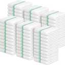 Avalon Towels Terry Bar Mop Towels (Value Pack of 60) Size 16"x19"  Absorbent and Durable, Multipurpose Cleaning Rags, Cotton Cleaning Cloths, Terry Cloth Rags, Reusable Shop Rag (Twin Green Stripe)