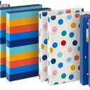 Hallmark Designed Shirt Boxes with Lids (8 Boxes: 2 Each of Orange and Blue Stripes, Plaid, Dots, Happy Birthday) for Birthdays, Father's Day, Graduations