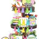 Wesiti 20 Pieces Easter Tiered Tray Decor Easter Decorations Rustic Gnome Bunny Rabbits Eggs Wooden Spring Sign Decorative Trays Signs for Home Table Office Kitchen Farmhouse Party Tabletop