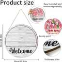 13PCS Interchangeable Seasonal Welcome Sign for Front Door, 12 Inch Rustic Round Wood Door Decorations Hanging Outdoor, Farmhouse Home Wall Porch Signs for Spring Summer Fall Christmas All Seasons