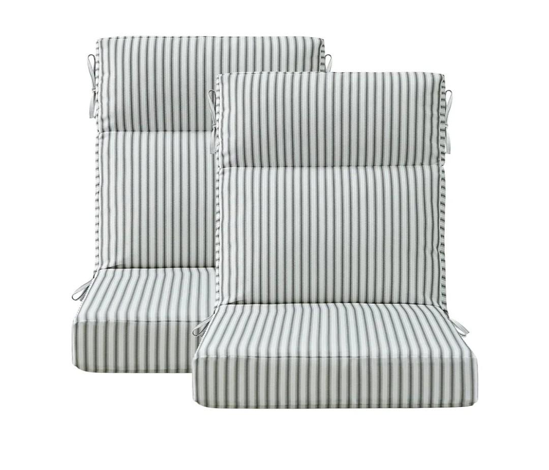 Supdurplus Sunbrella Outdoor High Back Chair Cushion, 2 Pack 44x21 inches Patio Chair Cushions Water Repellent Rocking Cushions Indoor Furniture Seat Pad, Specrtum Pebble