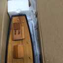 SAILINGSTORY Wooden Sailboat Decor Ship Model Yacht Classic America's Cup Racer Columbia 1901 Replica, Navy