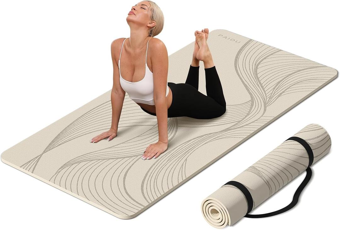 PAIDU Large Yoga Mat-72x36x0.4 Extra Width Thick,Comfortable,Non-Slip Exercise Mat-Works Great on All Floor for Stretching,Yoga Studio,Gym or Home Workouts