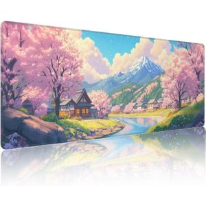 Japanese Mouse Pad Village Pink-Anime Large Gaming Mouse Pad XXL Mouse Mat Desk Pad Non-Slip Rubber Base Home and Office