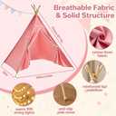 8 Pack Teepee Tent for Kids with Lights, Cotton Indoor Play Teepee with Pompom for Girls & Boys, Sleepover Tents for Boho Slumber Spa Party