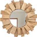 Rustic Driftwood Round Wall Mirror Natural Wooden Frame Decorative Mirror for Farmhouse Coastal Boho Home Dcor 12" Sizes for Bathroom, Living Room, or Entryway