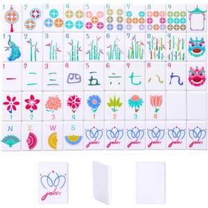 160 Printed American Mahjong Tile Set with 4 Racks & Carrying Bag and Accessories, 1.41’’ Portable Travel Mahjong Game Set, 1.41 x 1 x 0.15 inches