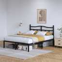 SHOANED 14 Inch Metal Bed Frame - Queen Size Heavy Duty Bedframe with Headboard Black Basic Steel Slats Platform No Box Spring Needed/Easy Assembly/Noise Free