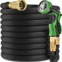 75 ft Garden Hose - 2025 New Upgraded Flexible Water Hose - Ultra Lightweight Kink-free Car Washing Pipe with 10 Function Sprayer and 3/4" Solid Brass Fittings - Durable,Leak proof Garden Hoses (blackgrey)