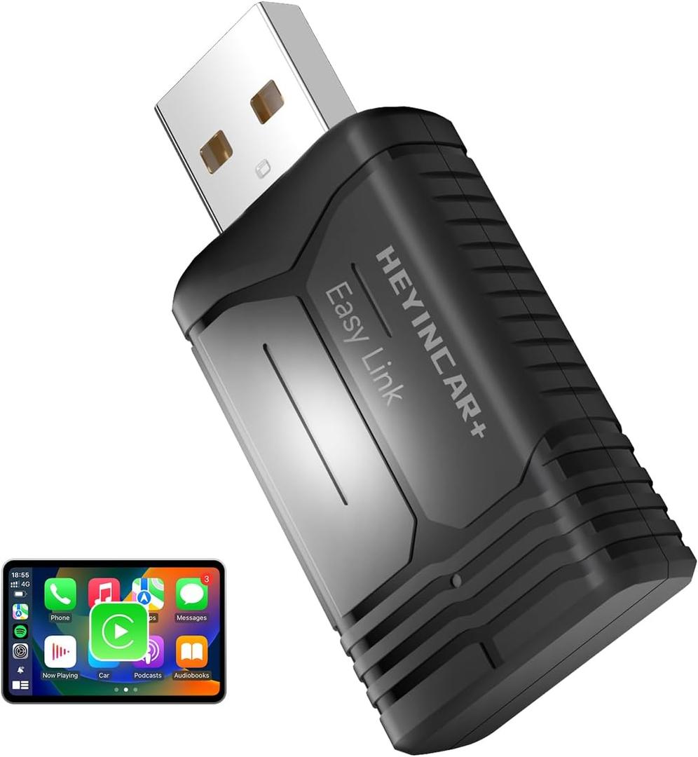 HEYINCAR+ HAir Wireless CarPlay & Android Auto Adapter, 2026 Upgrade, Plug & Play USB Dongle, Convert Wired CarPlay Auto to Wireless, No Latency, Fast Connection, for Apple iPhone & Android Phones