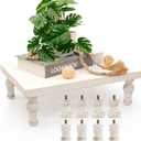 Wooden Riser Decorative Tray, Farmhouse Wood Pedestal Stand, Rustic Whitewashed Tray Riser Display Stand, Coffee Bar, Dining Room, Centerpiece, Kitchen, Bathroom Table Decor (Washwhite)