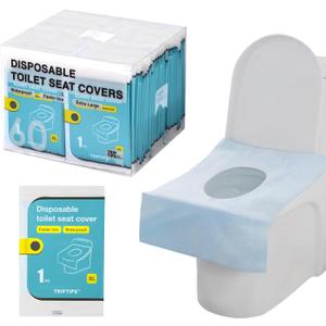 TRIPTIPS Toilet Seat Covers Disposable Travel Pack 60 count｜Faster use-Sticker free｜Waterproof｜XL Disposable Toilet Seat Cover for Adults and Kids, Individually for Public Restroom/Airplane (60pcs)