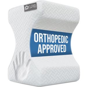 5 STARS UNITED Knee Pillow for Side Sleepers - Hip Pain Relief, Memory Foam Leg Cushion for Side Sleeping - Between Legs Pillow for Sciatica & Lower Back Pain, White (Standard)