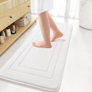 Arotive Memory Foam Bathroom Rug Mat 47x17, Ultra Soft and Absorbent Bath Mat, Machine Wash Dry, Comfortable Bath Rug Carpet for Bathroom Floor, Tub and Shower, Ivory
