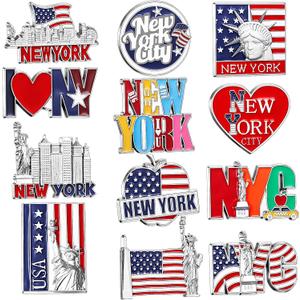 Konohan 12 Pcs New York Magnets for Refrigerator Metal NYC Fridge Magnet Magnetic New York Souvenirs USA Souvenirs Gifts Magnetic NYC Refrigerator Stickers, USA Flag, Statue of Liberty