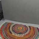 Half Round Door Mat,Semi Circle Bathroom Floor Rug,Mandala Boho Bohemian Non-Slip Welcome Entrance Way Absorbent Bath Mat,Microfiber Tufted Indoor Rug for Kitchen Living Room (Multicolor)