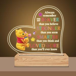 Inspirational Night Lamp with Pooh Bear Cartoon Design Night Light, Inspirational Gifts for Birthday Christmas Graduation Back to School Gift for Friends Daughter Son Sister