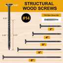 #14 x 3 Wood Structural Lag Screws 54Pcs Star Drive Decking Screws, Rust Resistant Timber Screws for Timber/Log/Landscaping Wood
