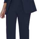 luvamia Women's Two Piece Sets Pants Suits Dressy Business Casual Outfits Professional Blazer Pantsuits Set Work Office (Large, Navy Blue)