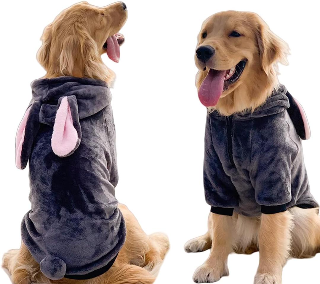 Large Dog Rabbit Costume,Halloween Easter Bunny Costume Party Outfits for Medium Large and Extra Large Dog,Winter Clothes Pajamas for Labrador Bulldog (Grey, 8XL) (8XL(Bust38.5inch|Pet 75-100LBS))