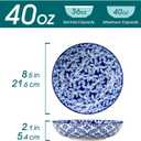 vancasso Selene 8.5" Pasta Bowls Set of 6, 40 oz Porcelain Shallow Salad Bowls, Serving Bowls Large Kitchen Bowl Plates Pasta Plates, Blue & White Floral Design, Microwave Safe