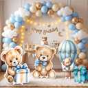 Honoson 4 Pcs Large 24" x 32" Teddy Bear Baby Shower Decorations Cardboard Cutouts, Bear Themed Party Yard Signs Blue for We Can Bearly Wait Birthday Gender Reveal Party Supplies Lawn Decor