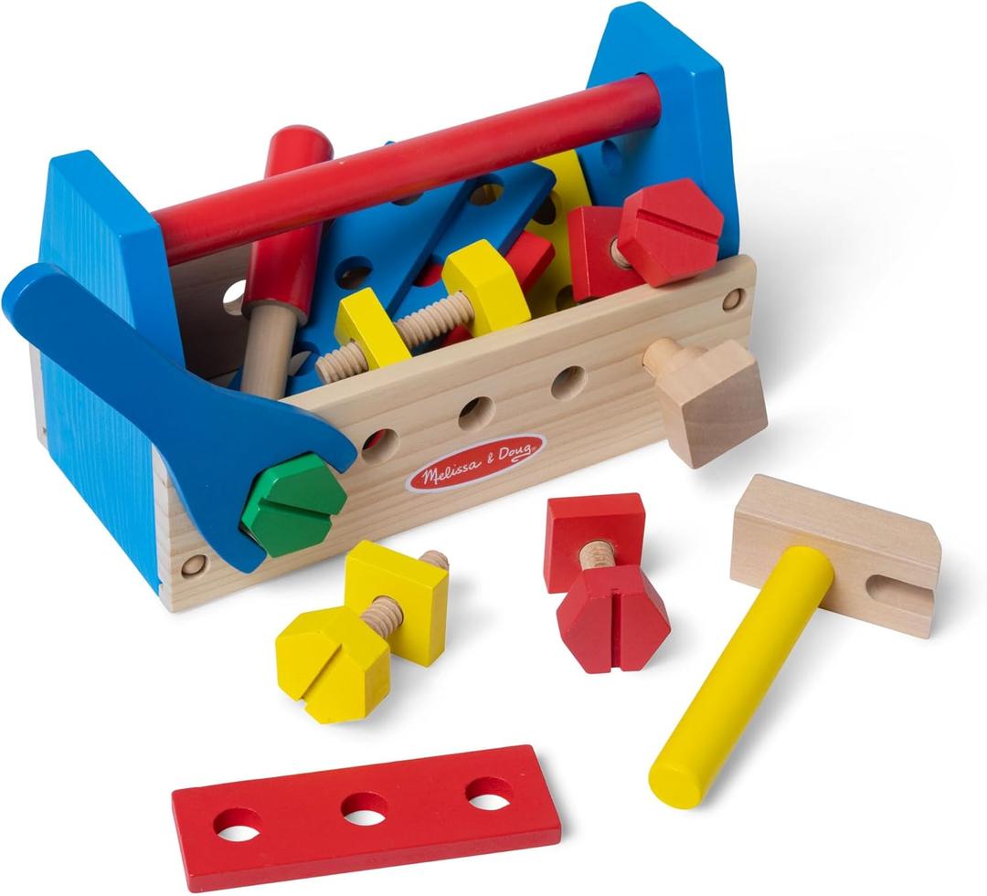 Melissa & Doug Take-Along Tool Kit Wooden Construction Toy (24 pcs)
