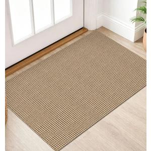 IOHOUZE Small Area Rug 2x3 Washable Woven Rugs for Entryway Non Slip Rubber Backed Kitchen Rugs Indoor Outdoor Doormat Throw Rug Floor Carpet for Entrance Front Door, Orange/Tan/Brown