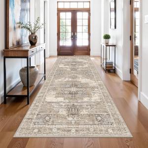 RUUGME Oriental Rug Hallway 4x10 - Washable Runner Rug Soft Stain Resistant Carpet for Kitchen entryway Vintage Decor Ultra-Thin Rugs with Non Slip Backing Perfect for RV Owners&Van Lifers 4X10 Beige